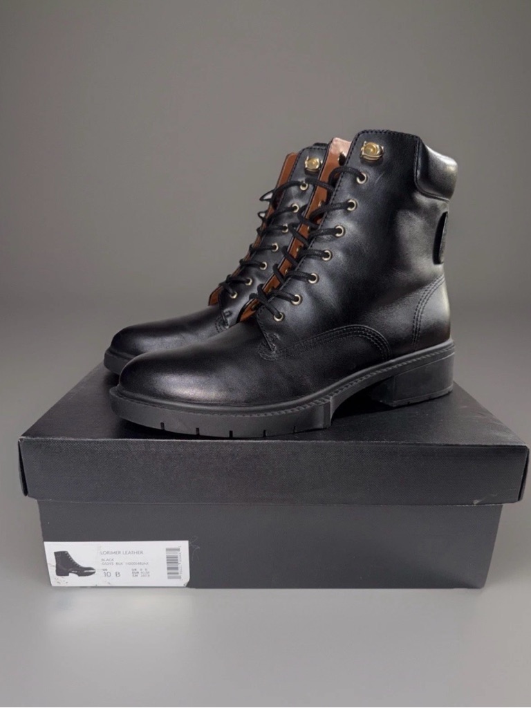 Women’s Coach Lorimer Leather Boots Size 10 B Black
